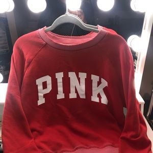 Red washed PINK crew neck sweatshirt